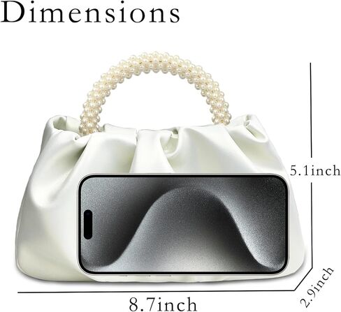 Women's Evening Pearl Clutch Purse Soft Leather Ruched Bag for Wedding Bridal Party Prom Formal Events in Saudi Arabia