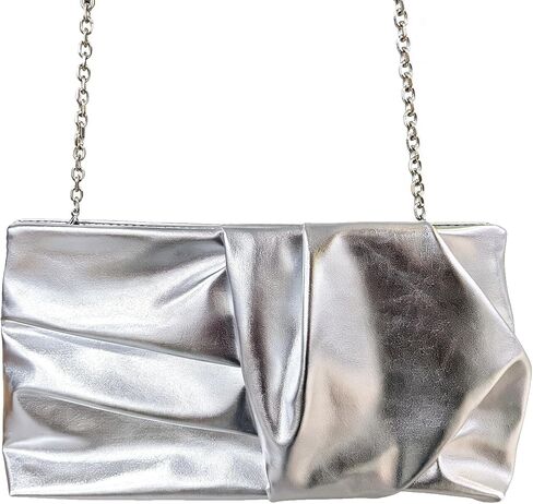 Bi&Yamigeo Metallic Evening Clutch Bag for Women,PU Leather Ruched Crossbody Purse with Chain Strap in Saudi Arabia