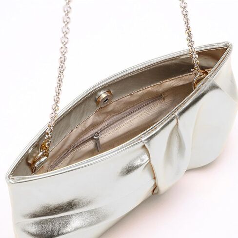 Bi&Yamigeo Metallic Evening Clutch Bag for Women,PU Leather Ruched Crossbody Purse with Chain Strap in Saudi Arabia