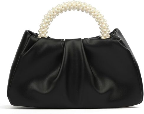 Women's Evening Pearl Clutch Purse Soft Leather Ruched Bag for Wedding Bridal Party Prom Formal Events in Saudi Arabia