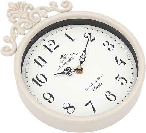 Small French Decorative Wall Clock, Ivory White Antique Vintage Boho Style, Silent Battery Operated Wall Clocks for Farmhouse,Kitchen,Bathroom,Bedroom (10.23" H x 7.7" W) in Saudi Arabia