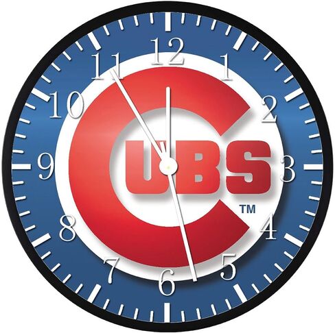 Black Frame Wall Clock Large 12'' Clear Glass Face Silent Non-Ticking Cubs Nice for Gift or Décor X04 in Saudi Arabia