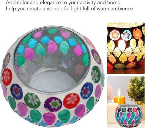 Mosaic Glass Candle Holder Vivid Colors Tealight Candle Holder for Family & Friends in Saudi Arabia