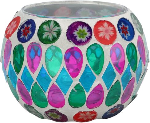 Mosaic Glass Candle Holder Vivid Colors Tealight Candle Holder for Family & Friends in Saudi Arabia