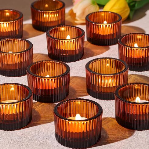 Votive Tea Light Candle Holders, Crystal Glass, 4x4 Inch, 24 Pack, Wedding Table Centerpieces, Party Decor (Clear-24pcs) in Saudi Arabia