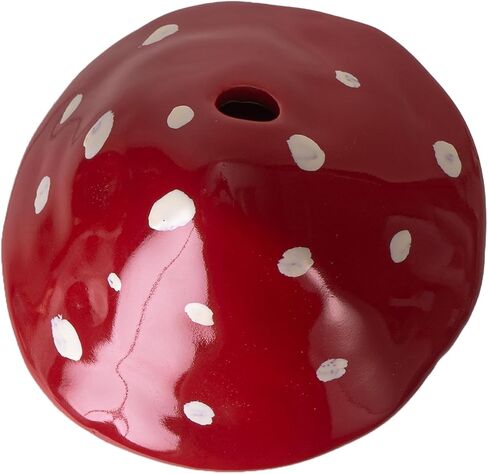 Pacific Giftware Enchanted Garden Ceramic Mushroom Tealight Candle Holder, Red and White Spotted Toadstool Design with Decorative Cutout Pattern 5.7" H in Saudi Arabia