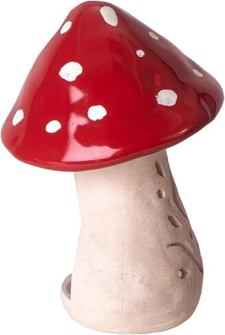 Pacific Giftware Enchanted Garden Ceramic Mushroom Tealight Candle Holder, Red and White Spotted Toadstool Design with Decorative Cutout Pattern 5.7" H in Saudi Arabia
