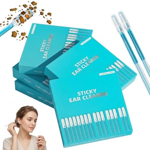 48 Pcs Reusable Sticky Ear Wax Removal Kit, Soft Sticky Ear Cleaner with Transparent Rod, Washable Ear Wax Removal Tool for Sensitive Ears, Gentle Ear Picking Wand, Eco-Friendly & Safe（2 Box) in Saudi Arabia