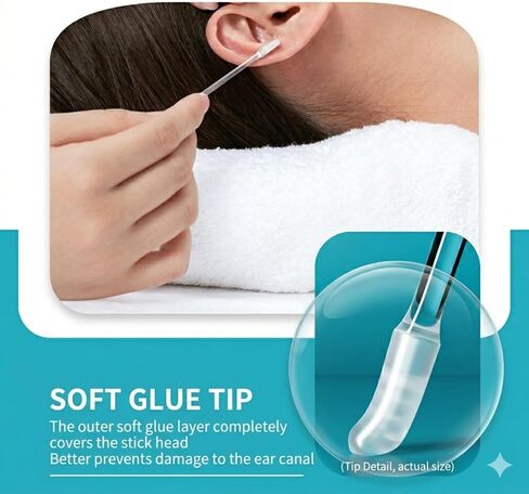 48 Pcs Reusable Sticky Ear Wax Removal Kit, Soft Sticky Ear Cleaner with Transparent Rod, Washable Ear Wax Removal Tool for Sensitive Ears, Gentle Ear Picking Wand, Eco-Friendly & Safe（2 Box) in Saudi Arabia