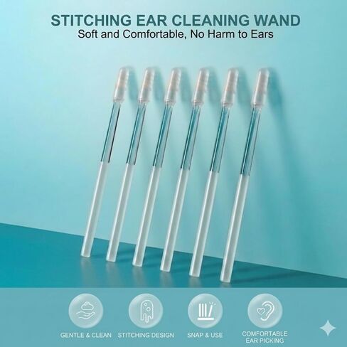 48 Pcs Reusable Sticky Ear Wax Removal Kit, Soft Sticky Ear Cleaner with Transparent Rod, Washable Ear Wax Removal Tool for Sensitive Ears, Gentle Ear Picking Wand, Eco-Friendly & Safe（2 Box) in Saudi Arabia