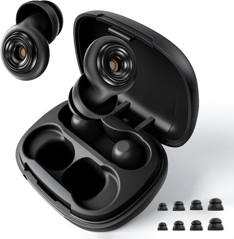 Ear Plugs for Sleeping 45dB Reusable Noise Cancelling Ear Plugs with 8 Eartips and Travel Case for Concerts, Snoring, Travel, Study Sleeping earplugs(Black) in Saudi Arabia