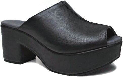 Chocolat Blu Gadis - Retro-Style Block Heel Mule Sandal in Black Leather - 8.5 M US in Saudi Arabia