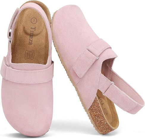 Womens Back Strap Suede Clogs with Arch Support and Adjustable Buckles 100% Genuine Leather Potato Shoes in Kuwait