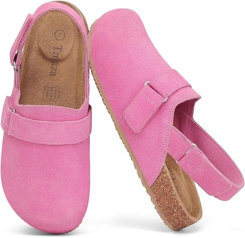Womens Back Strap Suede Clogs with Arch Support and Adjustable Buckles 100% Genuine Leather Potato Shoes in Kuwait