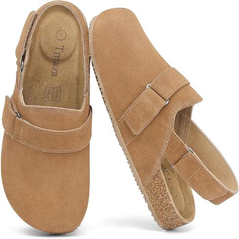 Womens Back Strap Suede Clogs with Arch Support and Adjustable Buckles 100% Genuine Leather Potato Shoes in Kuwait