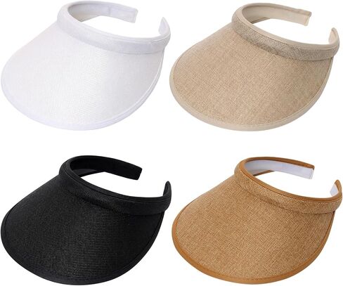 4PCS Wide Brim Sun Visor Hats for Women UV Protection Summer Adjustable Cap for Sports Beach Travel Outdoor Activity in Saudi Arabia