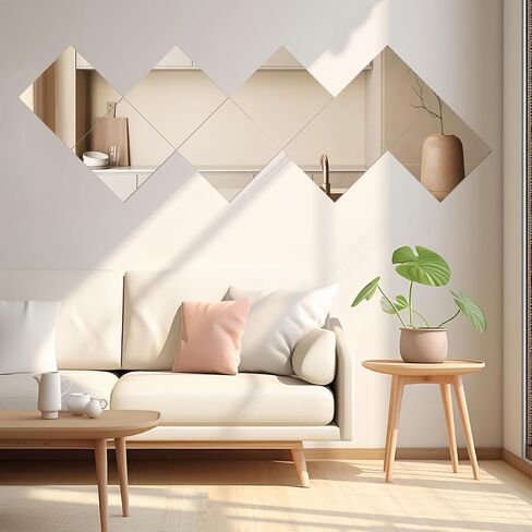 Full Body Mirror Tiles for Full Length, 12PCS 14 x12 inch Acrylic Wall Mirrors Square Large Wall Mirror for Table Centerpieces, Wedding Centerpieces, Bedroom, Gym Frameless Door Mirrors Wall Decor in Saudi Arabia