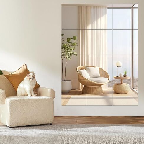 Full Body Mirror Tiles for Full Length, 12PCS 14 x12 inch Acrylic Wall Mirrors Square Large Wall Mirror for Table Centerpieces, Wedding Centerpieces, Bedroom, Gym Frameless Door Mirrors Wall Decor in Saudi Arabia