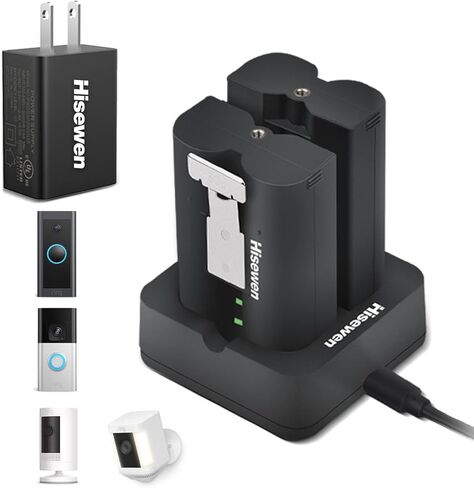 Hisewen Dual Charger for Ring Doorbell Camera 2/3/3 Plus/4, Stick Up Cam(2nd & 3rd Gen), Spotlight Cam and Peephole Cam Battery in Kuwait