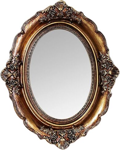 Small Antique Mirror Oval Wall Mount, (3.5x5 Mirror Surface)/6x8 Overall Vintage Gold Frame Vanity Mirror for Bathroom, Oval Antique Gold Decor for Tabletop Display in Saudi Arabia