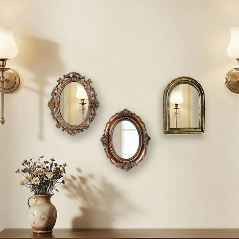 Small Antique Mirror Oval Wall Mount, (3.5x5 Mirror Surface)/6x8 Overall Vintage Gold Frame Vanity Mirror for Bathroom, Oval Antique Gold Decor for Tabletop Display in Saudi Arabia