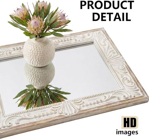 H HOMEWINS Rustic Rectangle Mirror,22x30 Wooden Farmhouse Mirrors,Carved Boho Bathroom Wall-Mounted Nature Beads Decor Mirror for Bedroom, Living Room,Vanity,Entryway,Over Sink in Saudi Arabia