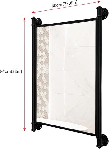 Industrial Pipe Mirror for Bathroom,Rectangle Iron Wall Mirrors for Living Room Bedroom(33 x 23.6 in) in Saudi Arabia
