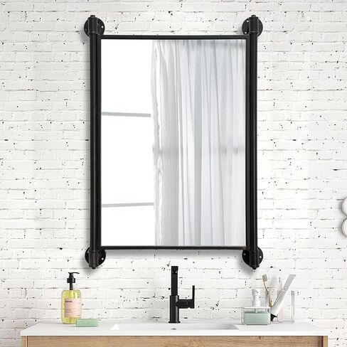 Industrial Pipe Mirror for Bathroom,Rectangle Iron Wall Mirrors for Living Room Bedroom(33 x 23.6 in) in Saudi Arabia