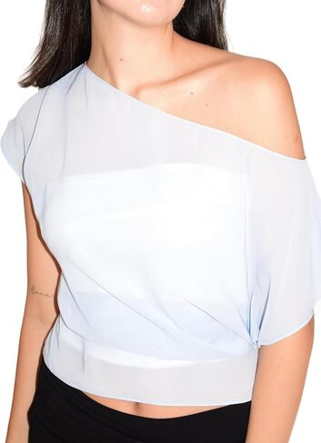 UAURORAO Women Flowy Chiffon Shawl One Shoulder Crop Sheer Ponchos Shrug Mesh See Through Beach Cover Ups in Saudi Arabia