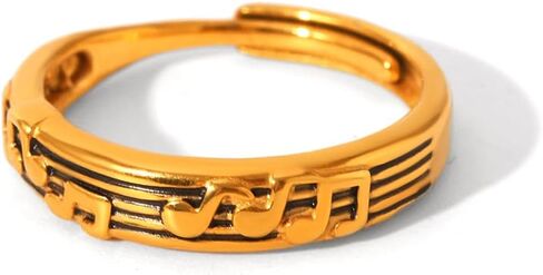 Vintage Music Note Statement Ring for Women Stainless Steel Musical Treble Clef Open Adjustable Stacking Knuckle Finger Rings Comfort Fit Fashion Band Birthday Jewelry for Musician in Kuwait