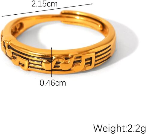Vintage Music Note Statement Ring for Women Stainless Steel Musical Treble Clef Open Adjustable Stacking Knuckle Finger Rings Comfort Fit Fashion Band Birthday Jewelry for Musician in Kuwait