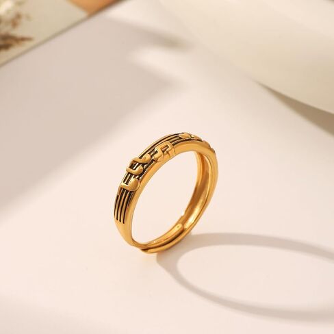 Vintage Music Note Statement Ring for Women Stainless Steel Musical Treble Clef Open Adjustable Stacking Knuckle Finger Rings Comfort Fit Fashion Band Birthday Jewelry for Musician in Kuwait