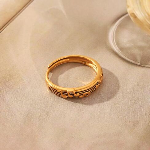 Vintage Music Note Statement Ring for Women Stainless Steel Musical Treble Clef Open Adjustable Stacking Knuckle Finger Rings Comfort Fit Fashion Band Birthday Jewelry for Musician in Kuwait