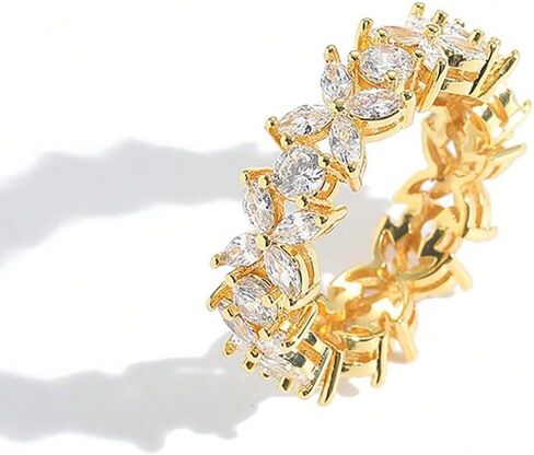 1PC Flower Wreath Zirconium Ring Stylish Lady's Gift Fashion Hand Jewelry Women's Rings Fine Holiday Gifts in Kuwait