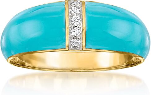 Ross-Simons Blue Enamel Dome Ring With Diamonds in 18kt Gold Over Sterling in Saudi Arabia