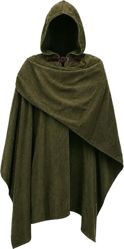 Medieval Corduroy Hooded Cloak, Renaissance Hooded Cape for Halloween Wizard Cosplay Costume in Saudi Arabia