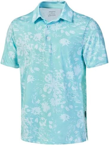 Mens Golf Shirts Printed Moisture Wicking Performance Lightweight Stretch Short Sleeve Casual Collared Polo Shirt in Saudi Arabia