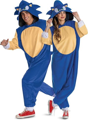 Disguise Sonic Adult Costume, Official Sonic The Hedgehog Halloween Hooded Jumpsuit in Kuwait
