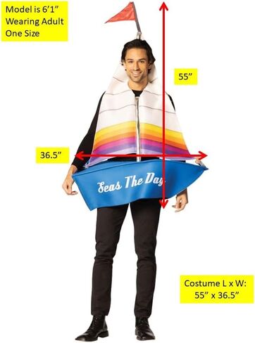 Rasta Imposta Sailboat Costume Sailing Boat Nautical Maritime Yacht Catamaran Windjammer Dress Up Cosplay Party Costumes, Adult One Size in Kuwait