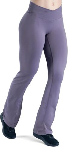 Women's Seamless Cross Waist Flared Leggings Butt Lifting Gym Yoga Pants in Saudi Arabia