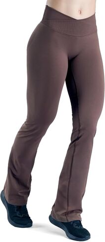 Women's Seamless Cross Waist Flared Leggings Butt Lifting Gym Yoga Pants in Saudi Arabia