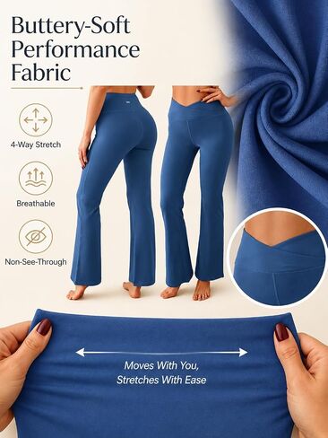 Womens High Waist Flare Yoga Leggings V Crossover Bootcut Workout Pants for Women Soft Stretchy in Kuwait