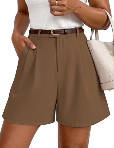 Shorts for Women Dressy Trendy Summer Casual High Waisted Pleated Wide Leg Business Casual Shorts with Pockets in Saudi Arabia