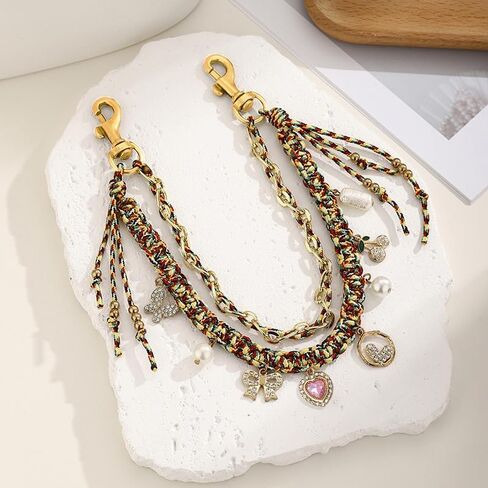 Handcrafted Braided Beaded Keychain, Boho Bag Charm for Handbags and Backpack, Purse Chain Accessory for Women in Saudi Arabia