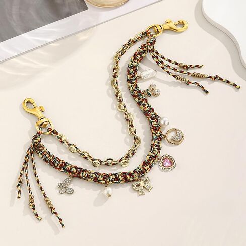 Handcrafted Braided Beaded Keychain, Boho Bag Charm for Handbags and Backpack, Purse Chain Accessory for Women in Saudi Arabia