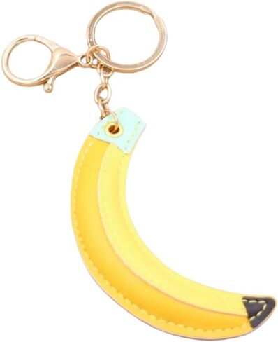 WJR Lovely Banana Keychain Charm PU Leather Fruit Accessories for Handbags Bag Purse Banana Lover Jewelry Gift in Saudi Arabia