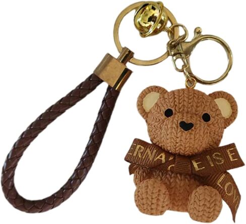 1 PCS Cute Teddy Bear Keychain with Bow, Resin Woven Design, 1.54 x 2.17 inches in Saudi Arabia