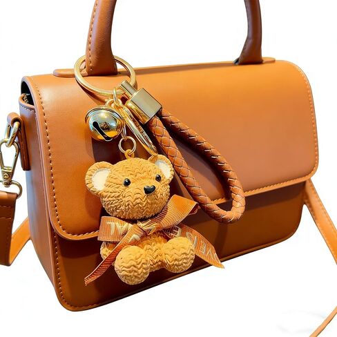 1 PCS Cute Teddy Bear Keychain with Bow, Resin Woven Design, 1.54 x 2.17 inches in Saudi Arabia