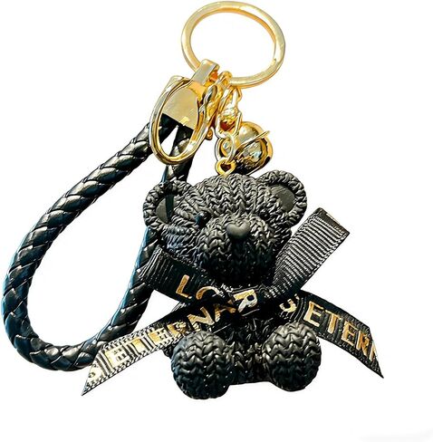 1 PCS Cute Teddy Bear Keychain with Bow, Resin Woven Design, 1.54 x 2.17 inches in Saudi Arabia