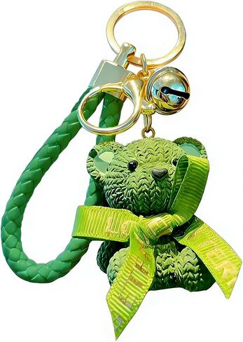 1 PCS Cute Teddy Bear Keychain with Bow, Resin Woven Design, 1.54 x 2.17 inches in Saudi Arabia
